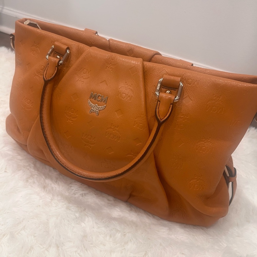 MCM Embossed Leather Tote